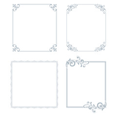 Set of decorative frames Elegant vector element for design in Eastern style, place for text. Floral gray and white borders. Lace illustration for invitations and greeting cards