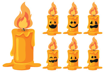 Obraz premium Set of Cartoon Candles With Expressive Faces and Flames