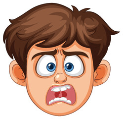 Cartoon Boy Face Expressing Shock and Fear