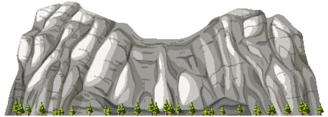 Majestic Mountain Range with Pine Trees