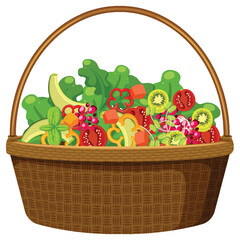 Wicker Basket Filled With Fresh Fruits and Vegetables