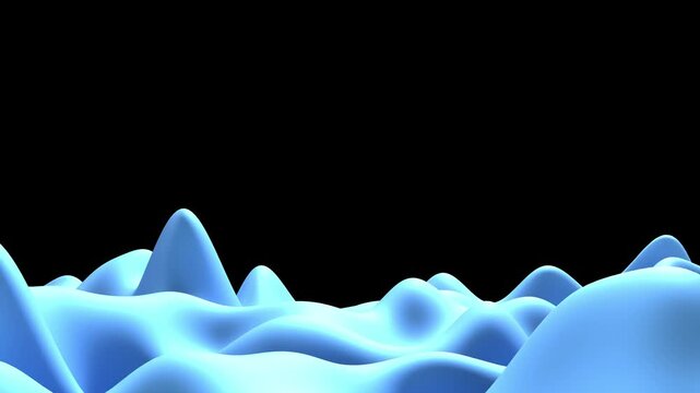 Abstract blue wave pattern with black background - 3D 4k animation (3840 x 2160 px). 