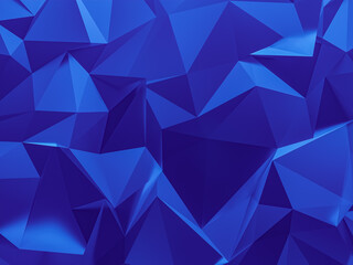 Fototapeta premium Blue abstract glass background with angular shapes and highlights.