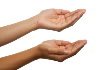 Isolated Pair of Hands Cupped Upwards, Palms Open as if Presenting or Holding Something