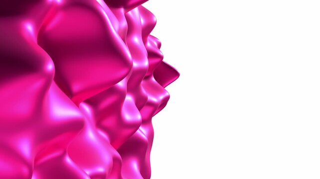 Morphing abstract pink shape isolated on white background - 3D 4k animation (3840 x 2160 px). 