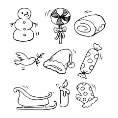 Cute Hand Drawn Christmas doodle elementsvector