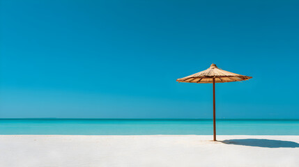 Perfect Summer Day on a Tropical Island Beach with Ample Copy Space