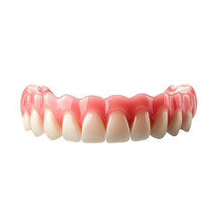 Obraz premium Realistic Full Upper Dentures Featuring White Teeth And Pink Gums isolated on transparent background. PNG die-cut for advertising