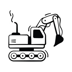 Excavator icon representing heavy construction machinery and industrial transport