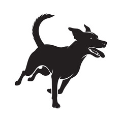 Black silhouette of a dog running