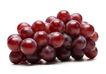 Fresh cluster of ripe red grapes isolated on a clean white surface