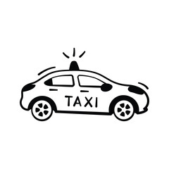 City transport, travel, and cab service, hand drawn doodle style icon of taxi