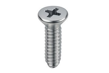 Phillips head flat top metal screw on transparent background