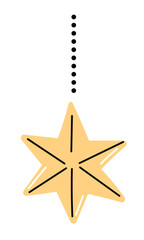 Christmas star ornament vector in golden color, festive holiday decoration design for cards, posters, invitations, and seasonal artwork