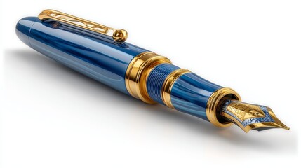 Elegant fountain pen isolated on white background, clean layout for product design