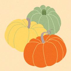 Textured vector poster with pumpkins. Perfect for Thanksgiving, harvest, autumn greetings, and fall designs
