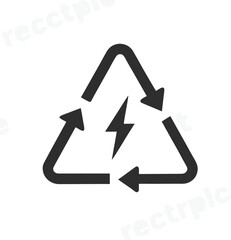 Minimalist solid black line icon of a triangular recycling symbol made of three arrows forming a loop.