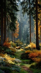 Fototapeta premium Golden days of fall: embracing the warmth of autumn colors. Stro