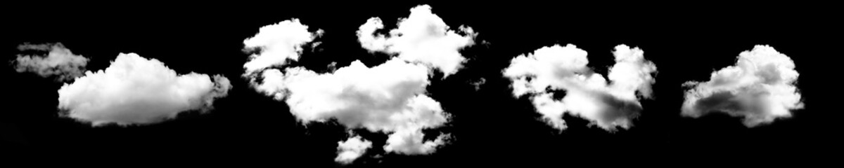 Fluffy white clouds against black background create striking contrast, evoking sense of calm and serenity