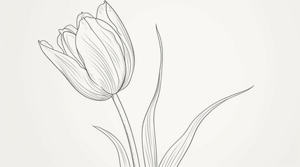 Elegant tulip illustration isolated on white background, showcasing delicate lines and intricate details, capturing the flowers beauty in a minimalist style