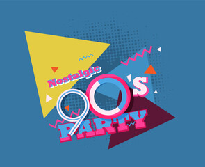 Party time The 90s style label. Vector illustration retro background