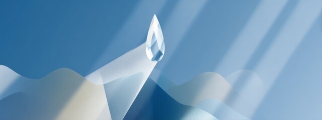 Minimalist glowing water droplet above abstract waves, World Water Day conservation visual