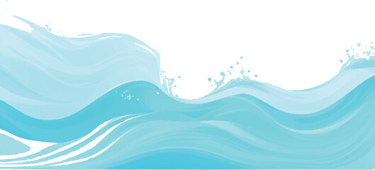 Abstract blue water wave illustration flowing ocean surface with splash vector design element for backgrounds