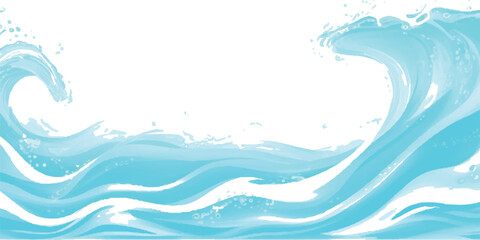 Stylized ocean wave illustration light blue water with white highlights vector background for summer designs