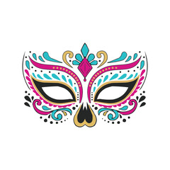 Carnival Style Floral Sugar Skull Face Art