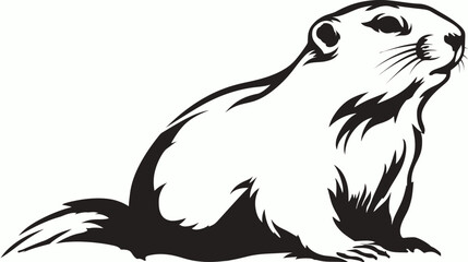 Fototapeta premium Groundhog or Marmot Vector Illustration. Black and White Drawing of a Wild Rodent Animal for Nature Wildlife Graphics and Design