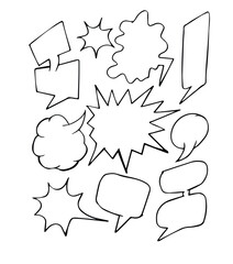 Message comments chat box. Collection of speech bubbles, text boxes and conversation chats in comics. Vektor set of speech bubbles