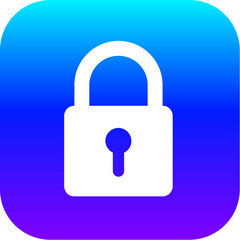Modern Blue Purple Gradient Icon of a Security Lock Symbol on a Rounded Square Button.