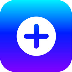 Modern Blue Purple Gradient Icon of an Add Plus Symbol on a Rounded Square Button.