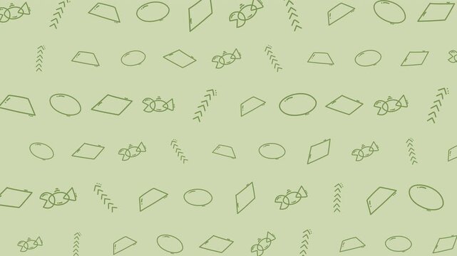 seamless pattern simple shapes line art geometric abstract green