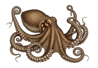 Obraz premium Detailed illustration of a brown octopus isolated on transparent background