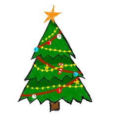 PNG-Christmas-Christmas tree-Color Pencil