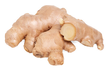 Fresh ginger root isolated on white background.