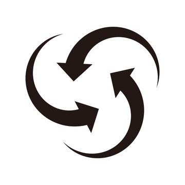 Triple Arrows Spinning Inward | Converging Spiral Icon