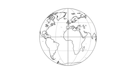 Hand drawn sketch of the planet earth showing continents and oceans detailed line art style illustration

