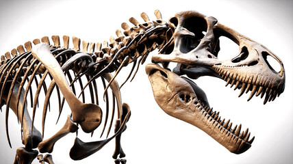 The formidable Tyrannosaurus Rex skeleton, a stunning relic from the Cretaceous period, stands frozen in time&mdash;a powerful testament to the giants that once roamed the Earth