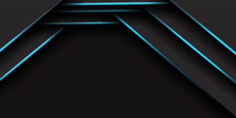 Elegant navy blue 3d banner background with overlap black metal layer. vector