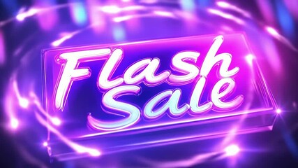 Neon flash sale sign with vibrant colors and glowing effects