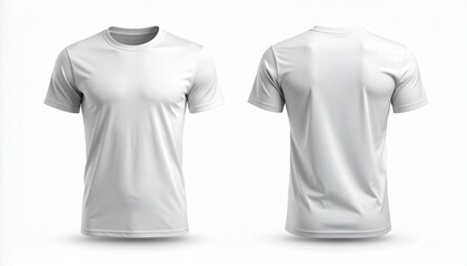 Fototapeta premium Blank White T-Shirt Mockup Front and Back View, Realistic Apparel Template for Design