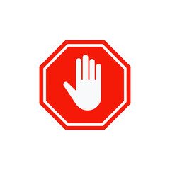 Stop sign, Hand stop sign icon logo flat vector design