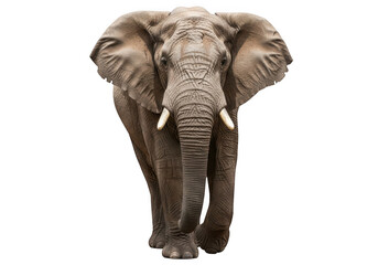 Naklejka premium African elephant facing forward isolated on transparent background
