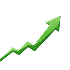 A vibrant green arrow with a jagged trajectory pointing upwards against a stark black background, symbolizing growth