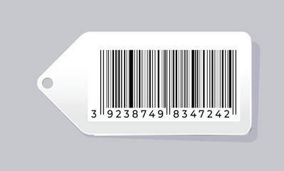 Barcode Label Tag Vector Design on White Background | Product Price, Retail, and Packaging Concept Illustration