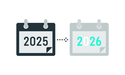 Transition from 2025 to 2026 Calendar Illustration