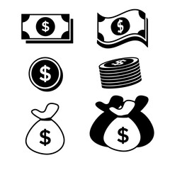 vector money icons set