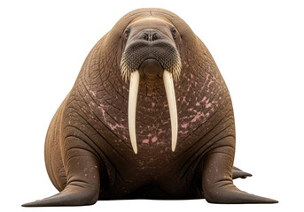 A large walrus with tusks isolated on transparent background